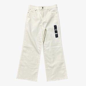 J. Crew Factory Wide Leg Crop Jeans NWT Size 27 Off White High Rise Raw Hem